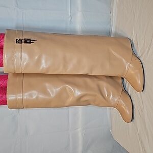 EGO I am the one padlock wedge heel knee boots beige UK 5  US 7